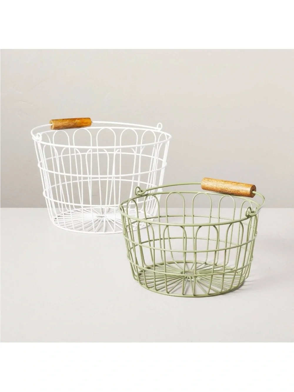 Hearth & Hand Magnolia White Wire Easter Basket Cream w/ Wooden Handle